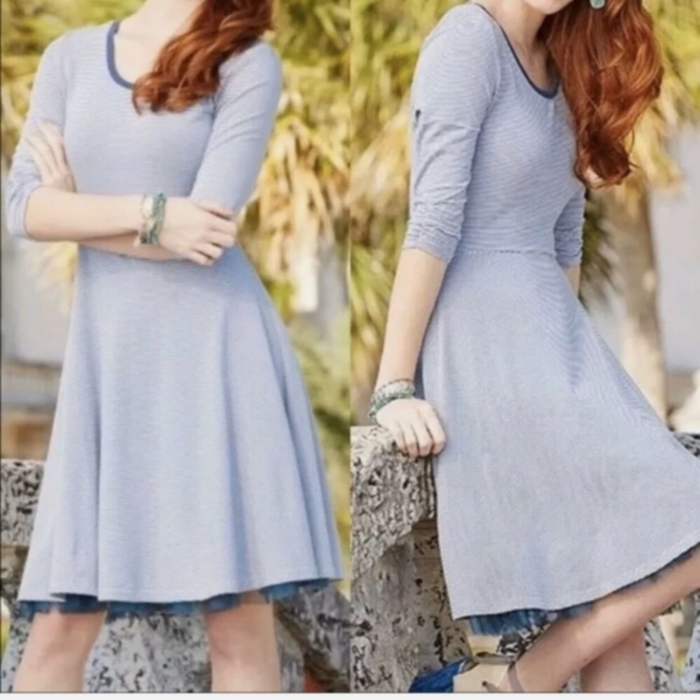Matilda Jane Between The Lines Stripe Dress Blue Small
